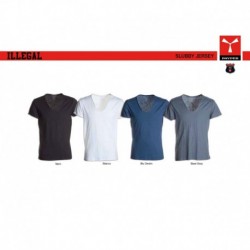 t-shirt illegal payper uomo con collo a v e manica corta jersey 135gr effetto fiammato