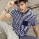 T-Shirt JAMES & NICHOLSON JN8028 Uomo Men's T-Shirt Striped 100%OCS Manica corta,Setin