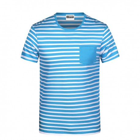 T-Shirt JAMES & NICHOLSON JN8028 Uomo Men's T-Shirt Striped 100%OCS Manica corta,Setin