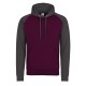 AWDIS JH009 FELPA CON CAPPUCCIO BASEBALL HOODIE 80%POLIESTERE 20%COTONE MANICHE LUNGHE UOMO PASSANTE PER CUFFIE